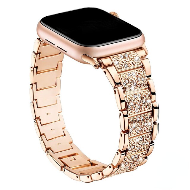 Diamond Rose Gold Metal Band Apple Watch